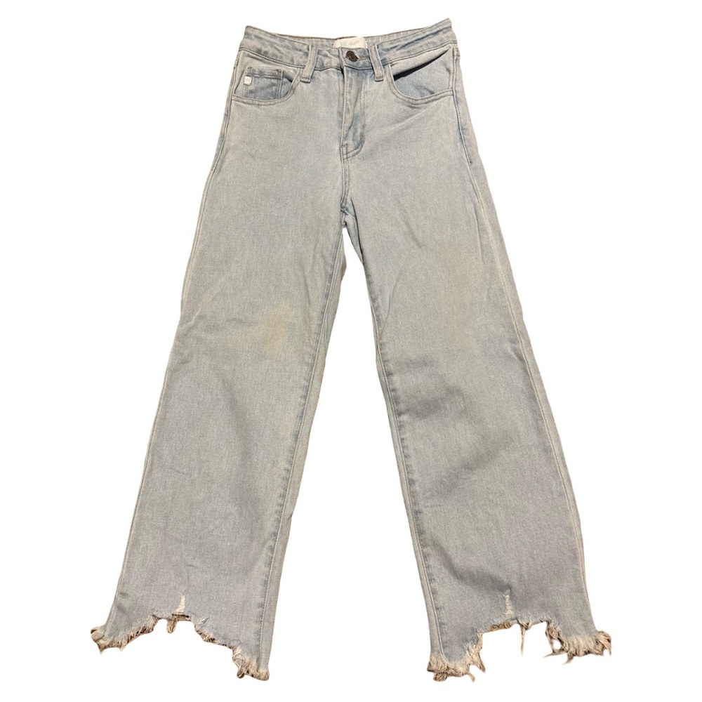 KanCan Light Blue Distressed Hem Girls Grunge Wide-Leg Jeans Size 10